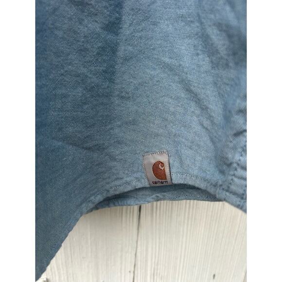 Carhartt Loose Fit Midweight Chambray Short Sleeve Shirt L Tall - Picture 5 of 8